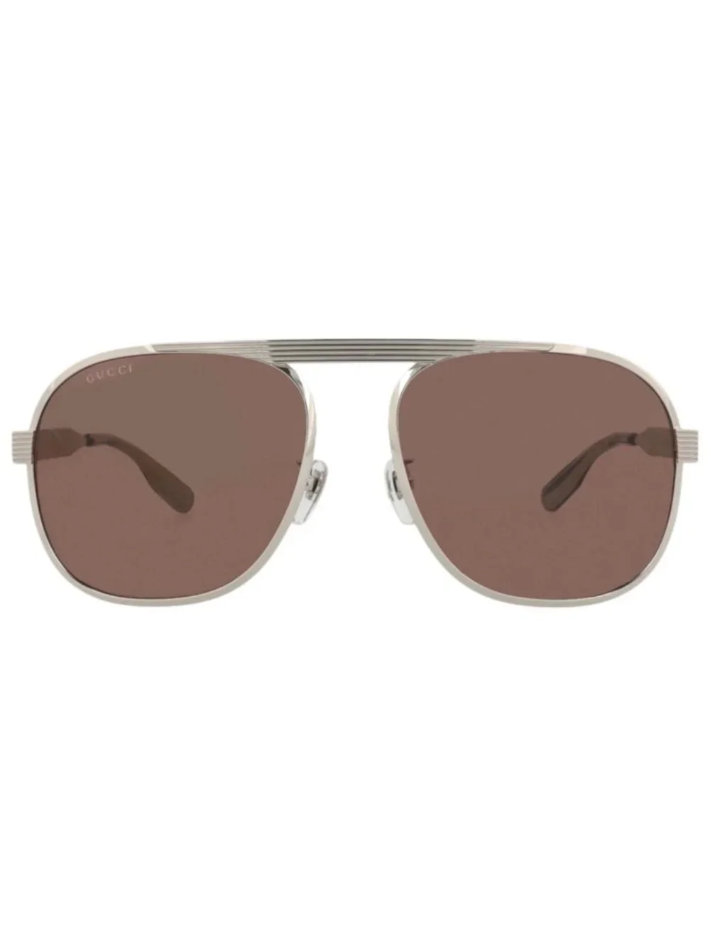 New Gucci Women's Sunglasses Aviator Metal Frame Mens Silver Silver Brown
